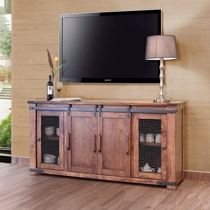 International Furniture Direct Parota Rustic 70" TV Stand with Four
